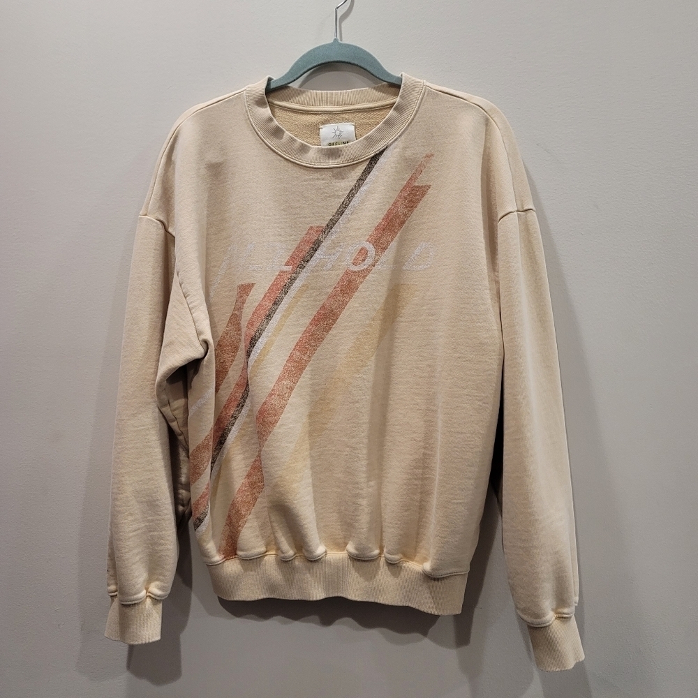 Offline by Aerie Oversized Cambridge Crewneck 90s "PLZ HOLD" - S